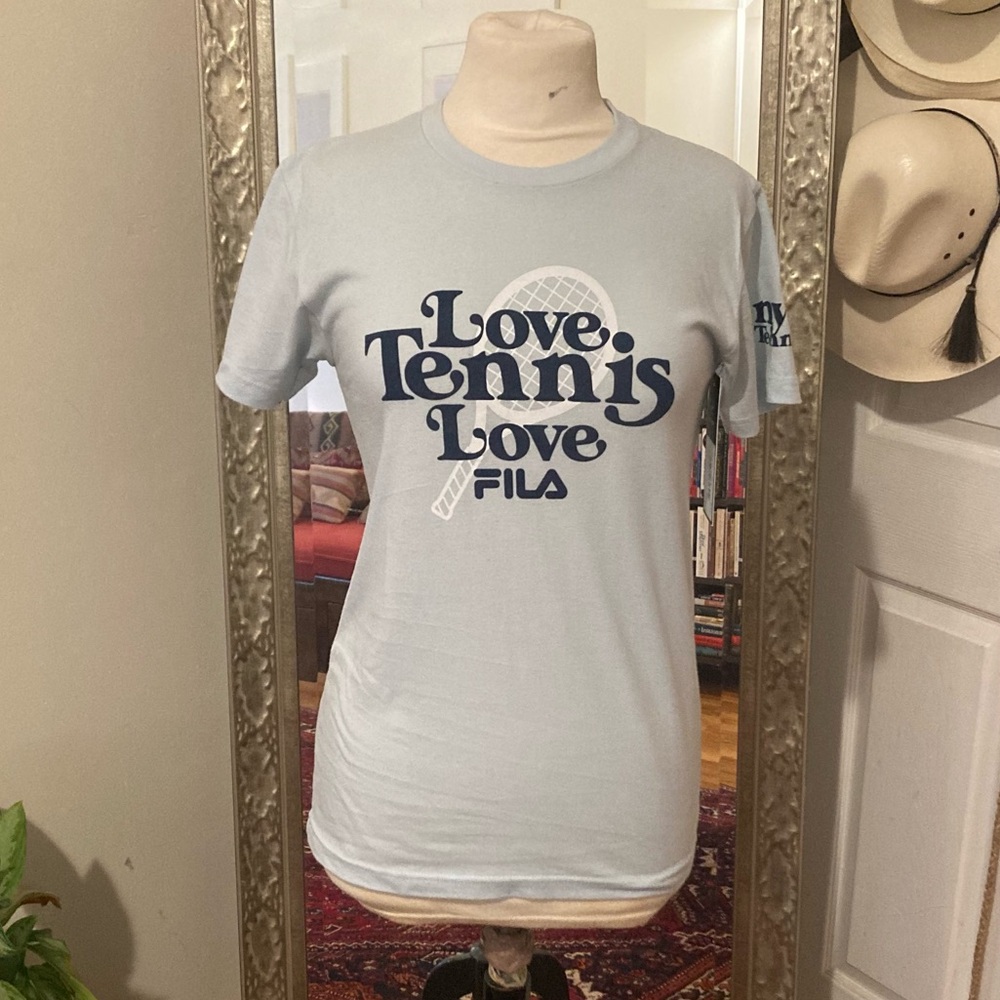 Fila Love tennis 🎾 baby blue cotton top. Size XS. New with tags.